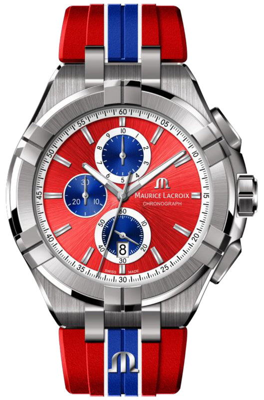  Shop Authentic Maurice Lacroix Aikon Beach Volley Vikings Limited Edition Red Dial Red Rubber Strap Watch for Men - AI1018-SS001-530-6 - Luxxuri