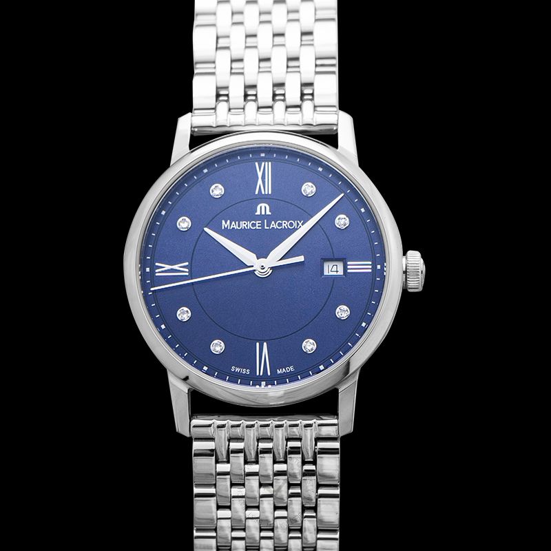  Shop Authentic Maurice Lacroix Eliros Diamonds Blue Dial Silver Steel Strap Watch For Women - EL1094-SS002-450-1 - Luxxuri