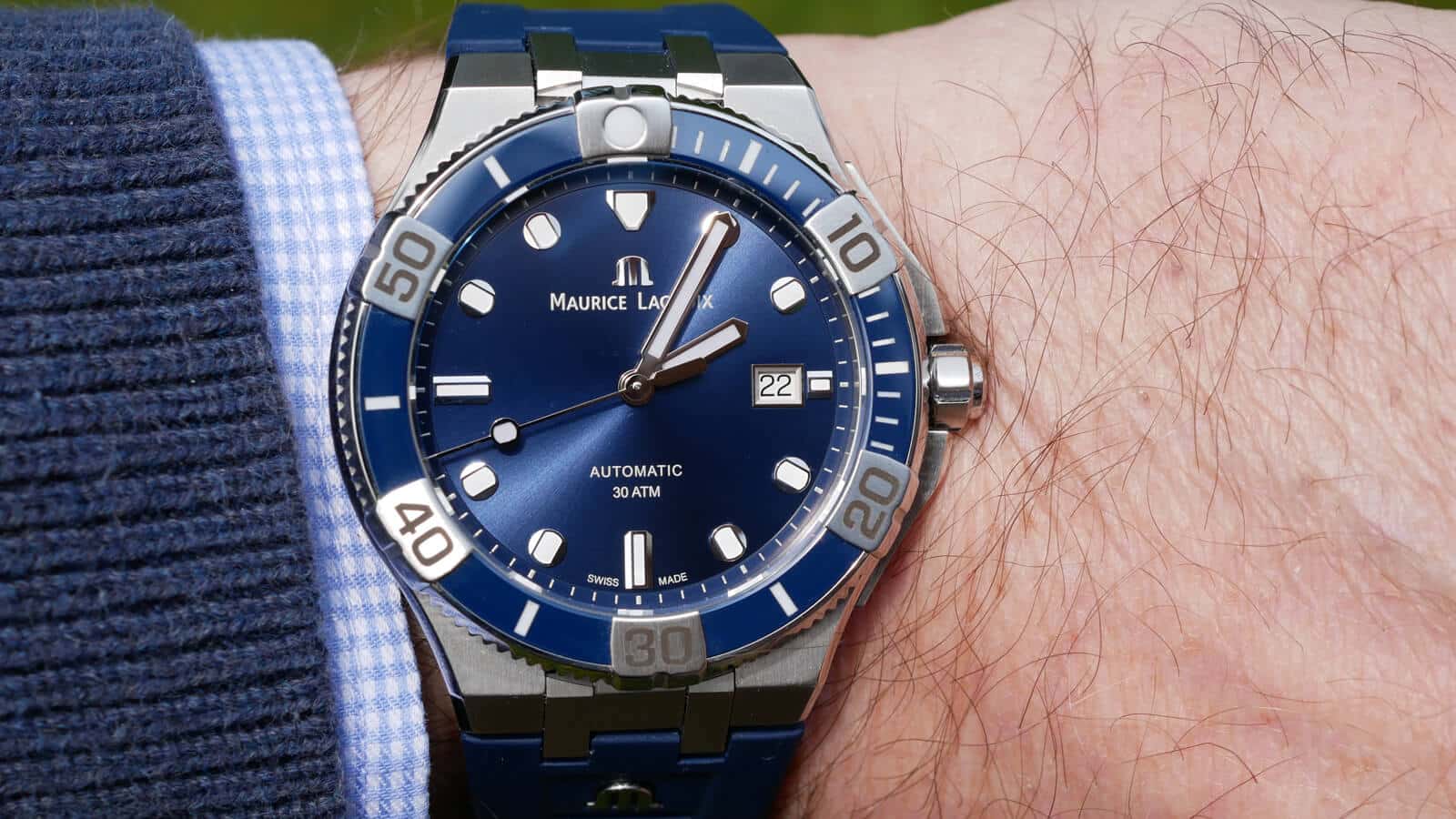  Shop Authentic Maurice Lacroix Aikon Venturer Blue Dial Blue Rubber Strap Watch for Men - AI6058-SS001-430-1 - Luxxuri