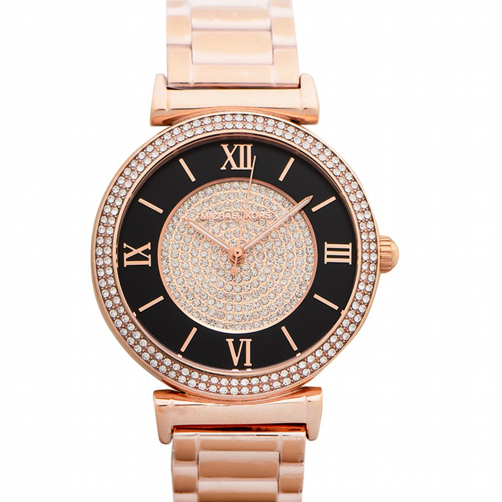  Shop Authentic Michael Kors Catlin Black Dial Rose Gold Steel Strap Watch for Women - MK3339 - Luxxuri