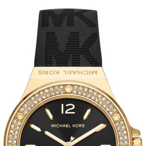  Shop Authentic Michael Kors Mini Lennox Quartz Black Dial Black Silicone Strap Watch For Women - MK7281 - Luxxuri