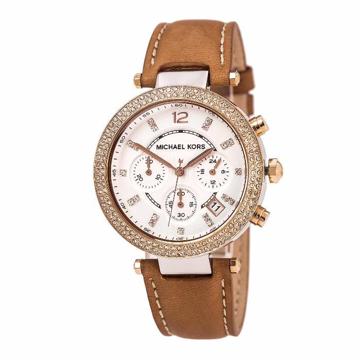  Shop Authentic Michael Kors Parker Chronograph White Dial Tan Leather Strap Watch for Women - MK5633 - Luxxuri