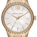  Shop Authentic Michael Kors Layton Three Hand Mother of Pearl White Dial Gold Steel Strap Watch For Women - MK6870 - Luxxuri