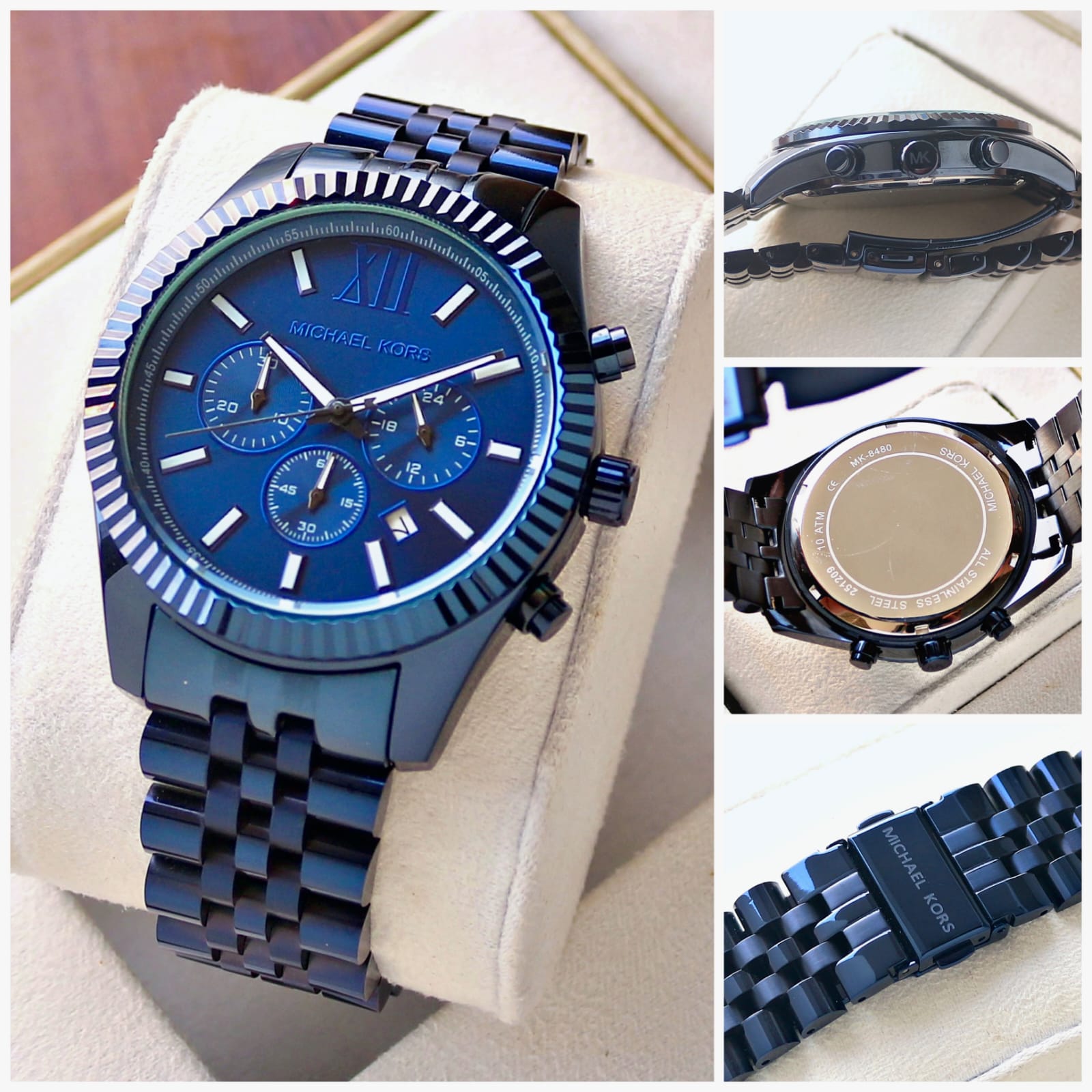  Shop Authentic Michael Kors Lexington Chronograph Blue Dial Blue Steel Strap Watch for Men - MK8480 - Luxxuri