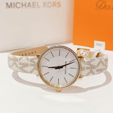  Shop Authentic Michael Kors Pyper Quartz Silver Dial White Leather Strap Watch For Women - MK1037 - Luxxuri