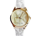  Shop Authentic Michael Kors Jaycie Quartz Gold Dial White Leather Strap Watch for Women - MK2861 - Luxxuri