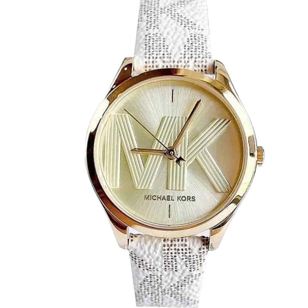  Shop Authentic Michael Kors Jaycie Quartz Gold Dial White Leather Strap Watch for Women - MK2861 - Luxxuri