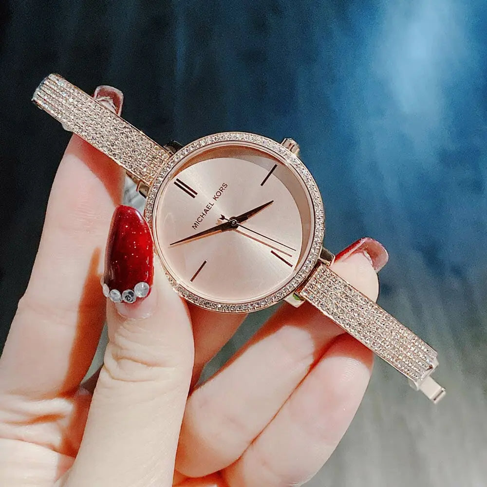  Shop Authentic Michael Kors Jaryn Quartz Rose Gold Dial Rose Gold Steel Strap Watch For Women - MK3785 - Luxxuri