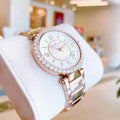  Shop Authentic Michael Kors Parker Three-Hand Mother of Pearl White Dial Rose Gold Steel Strap Watch For Women - MK4695 - Luxxuri