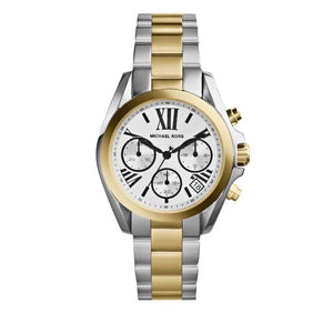  Shop Authentic Michael Kors Bradshaw Chronograph Silver Dial Two Tone Steel Strap Watch For Women - MK5912 - Luxxuri
