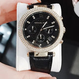  Shop Authentic Michael Kors Parker Chronograph Black Dial Black Leather Strap Watch For Women - MK6984 - Luxxuri