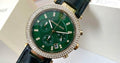  Shop Authentic Michael Kors Parker Chronograph Green Dial Green Leather Strap Watch For Women - MK6985 - Luxxuri