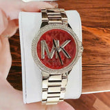  Shop Authentic Michael Kors Camille Analog Red Dial Gold Steel Strap Watch For Women - MK7196 - Luxxuri