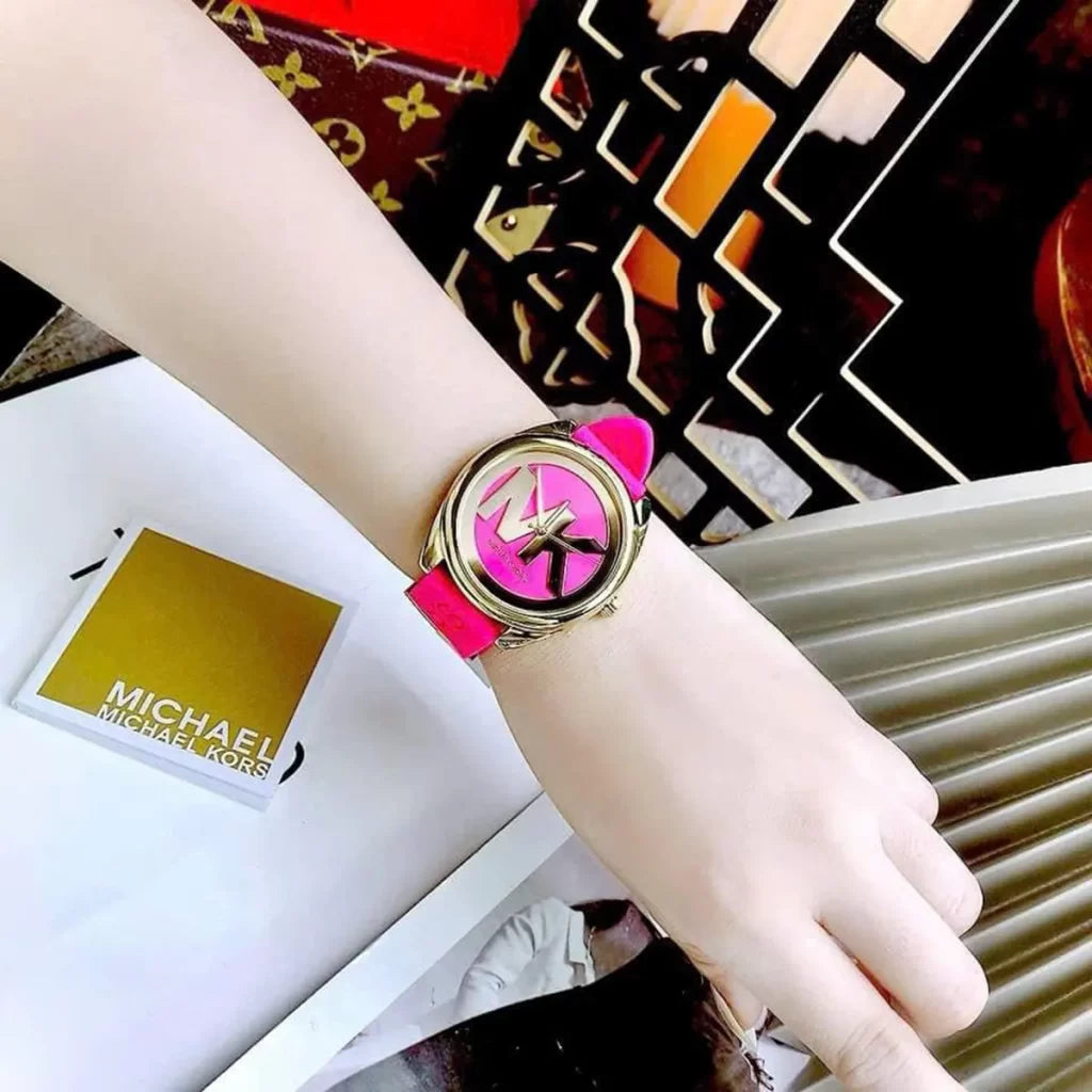  Shop Authentic Michael Kors Janelle Quartz Pink Dial Pink Rubber Strap Watch For Women - MK7349 - Luxxuri