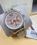  Shop Authentic Michael Kors Lexington Chronograph Silver Dial Silver Steel Strap Watch for Men - MK8515 - Luxxuri