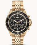  Shop Authentic Michael Kors Bayville Chronograph Black Dial Gold Steel Strap Watch For Men - MK8726 - Luxxuri