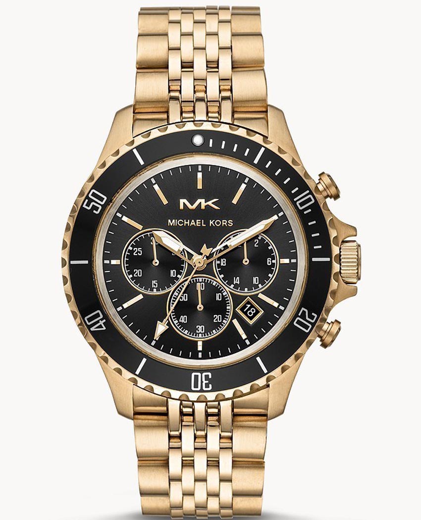  Shop Authentic Michael Kors Bayville Chronograph Black Dial Gold Steel Strap Watch For Men - MK8726 - Luxxuri
