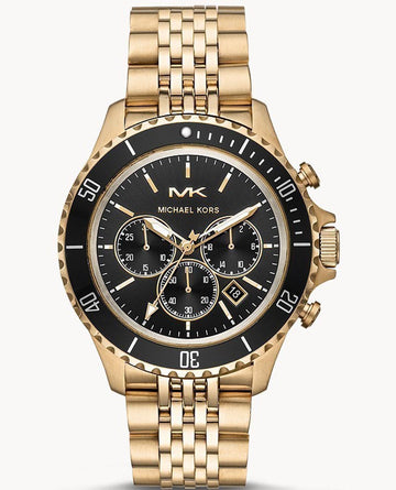  Shop Authentic Michael Kors Bayville Chronograph Black Dial Gold Steel Strap Watch For Men - MK8726 - Luxxuri