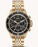  Shop Authentic Michael Kors Bayville Chronograph Black Dial Gold Steel Strap Watch For Men - MK8726 - Luxxuri