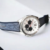  Shop Authentic Michael Kors Brecken Chronograph Silver Dial Grey Leather Strap Watch For Men - MK8922 - Luxxuri
