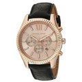  Shop Authentic Michael Kors Lexington Chronograph Rose Gold Dial Black Leather Strap Watch For Men - MK8516 - Luxxuri