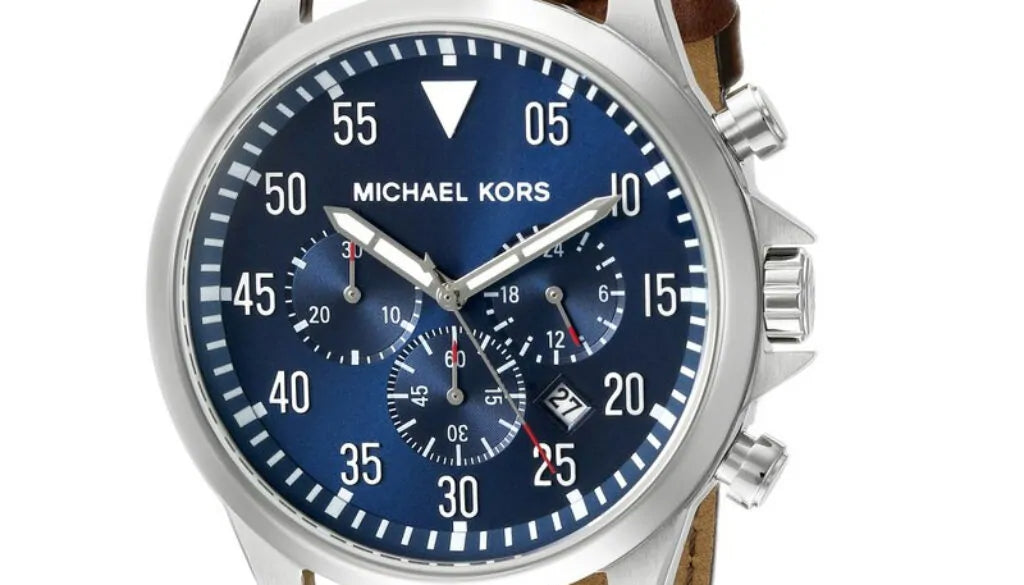  Shop Authentic Michael Kors Gage Chronograph Blue Dial Brown Leather Strap Watch For Men - MK8362 - Luxxuri