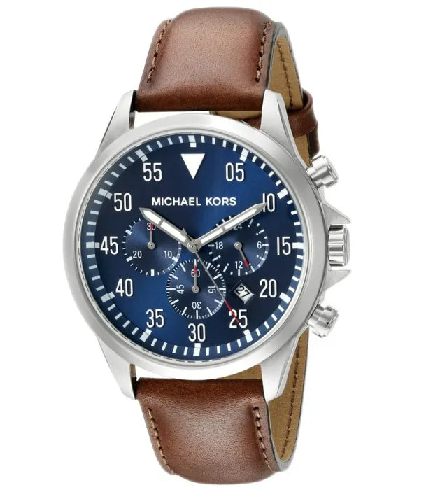  Shop Authentic Michael Kors Gage Chronograph Quartz Black Dial Brown Leather Strap Watch For Men - MK8333 - Luxxuri