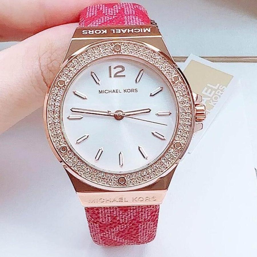  Shop Authentic Michael Kors Lennox Three Hand Silver Dial Red Leather Strap Watch For Women - MK7308 - Luxxuri