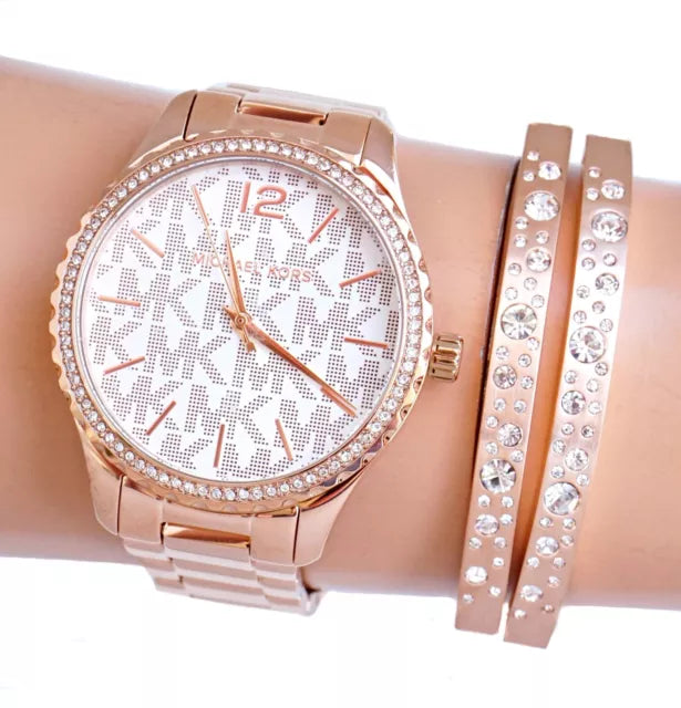  Shop Authentic Michael Kors Layton Three Hand Silver Dial Rose Gold Steel Strap Watch For Women - MK7297 - Luxxuri