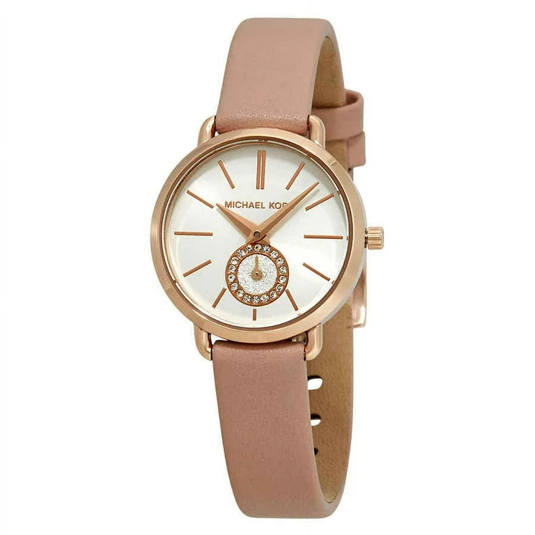  Shop Authentic Michael Kors Petite Portia Silver Dial Pink Rubber Strap Watch For Women - MK2735 - Luxxuri