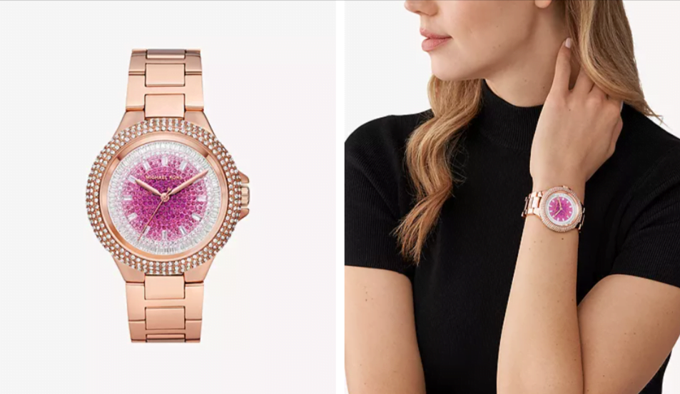  Shop Authentic Michael Kors Camille Analog Pink Dial Rose Gold Steel Strap Watch for Women - MK7340 - Luxxuri