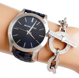  Shop Authentic Michael Kors Slim Runway Analog Blue Dial Blue Leather Strap Watch For Men - MK8907 - Luxxuri