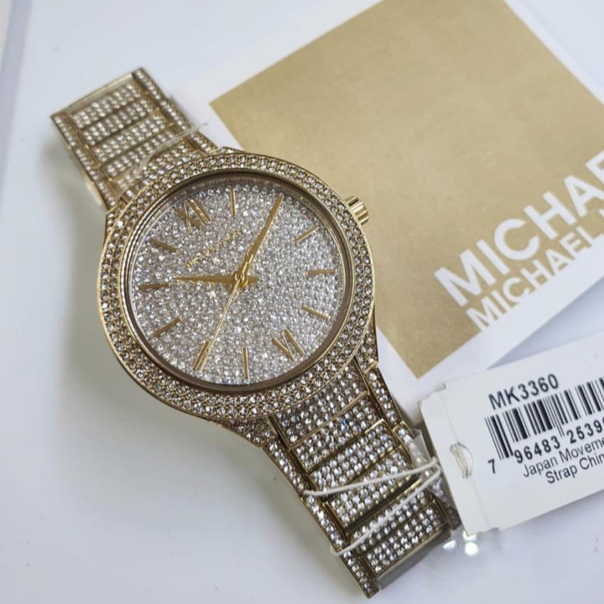  Shop Authentic Michael Kors Kerry Crystals Gold Dial Gold Steel Strap Watch For Women - MK3360 - Luxxuri