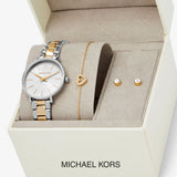 Shop Authentic Michael Kors Pyper Quartz Silver Dial Two Tone Steel Strap Watch For Women - MK1041 - Luxxuri
