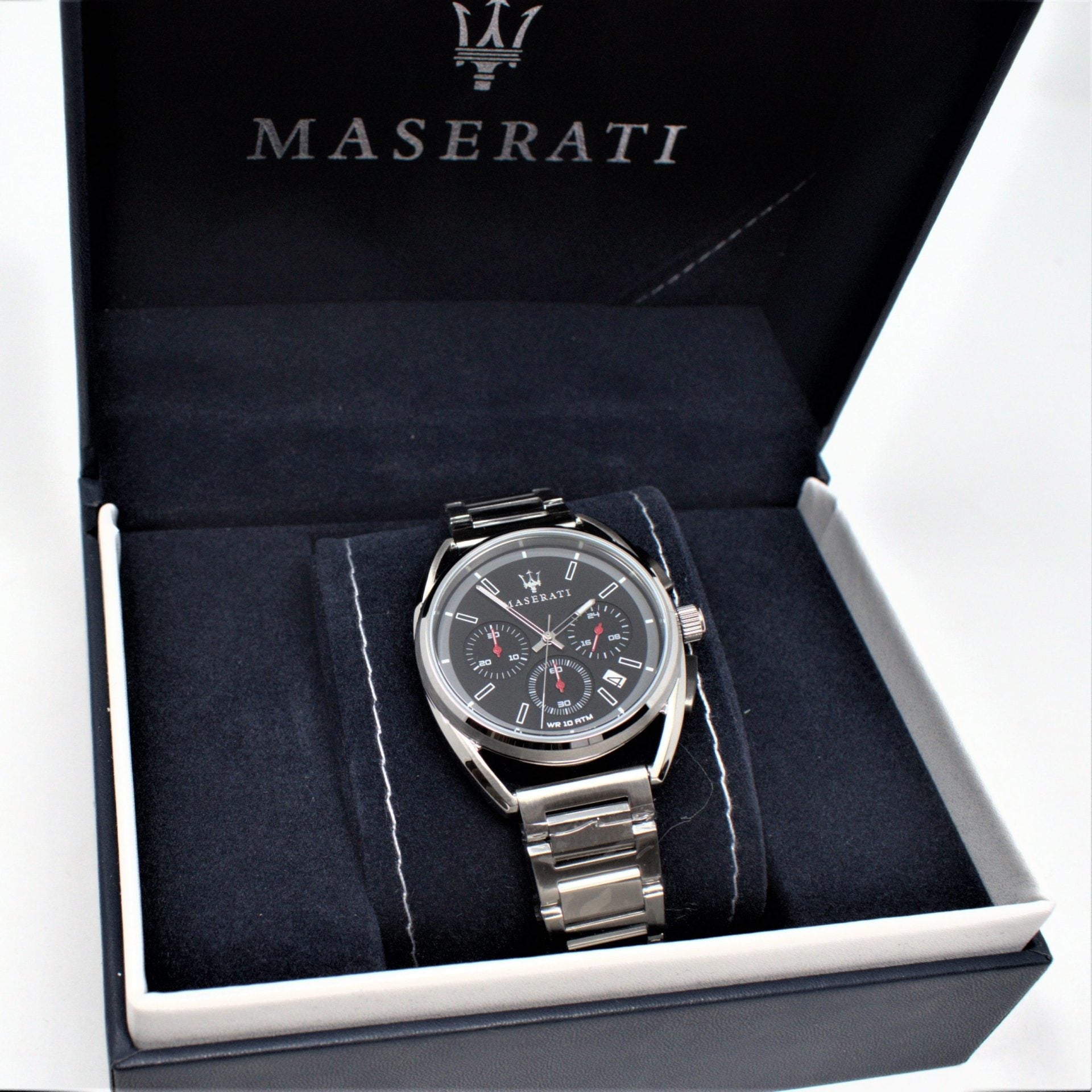  Shop Authentic Maserati Trimarano Chronograph Black Dial Silver Stainless Steel Strap Watch For Men - R8873632003 - Luxxuri