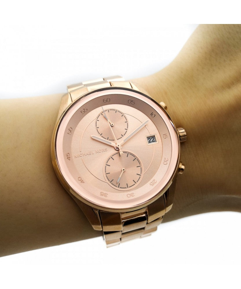  Shop Authentic Michael Kors Briar Quartz Rose Gold Dial Rose Gold Steel Strap Watch For Women - MK6465 - Luxxuri