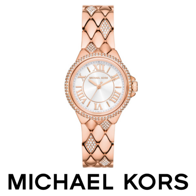  Shop Authentic Michael Kors Camille Analog Silver Dial Rose Gold Steel Strap Watch for Women - MK4810 - Luxxuri