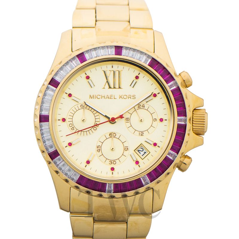  Shop Authentic Michael Kors Everest Chronograph Gold Dial Gold Steel Strap Watch for Women - MK5871 - Luxxuri