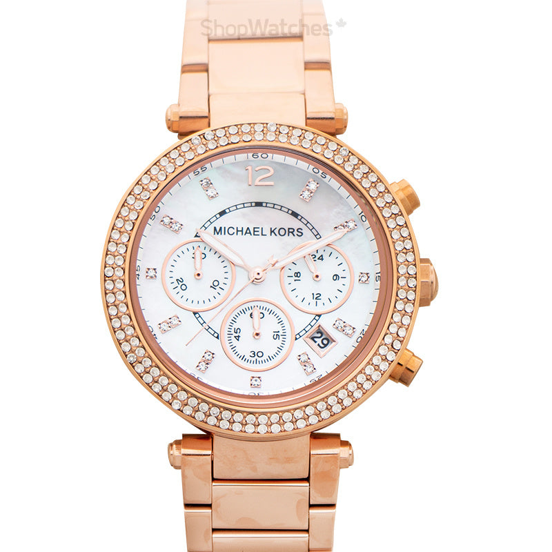 Shop Authentic Michael Kors Parker White Dial with Diamonds Rose Gold Steel Strap Watch for Women - MK5491 - Luxxuri