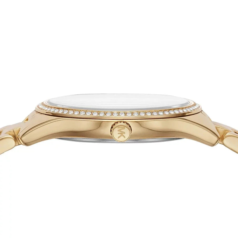  Shop Authentic Michael Kors Lauryn Quartz Mother of Pearl Gold Dial Gold Steel Strap Watch For Women - MK4490 - Luxxuri