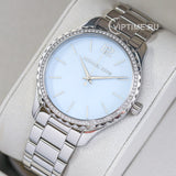  Shop Authentic Michael Kors Layton Chronograph Mother of Pearl Blue Dial Silver Steel Strap Watch For Women - MK6847 - Luxxuri