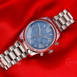  Shop Authentic Michael Kors Lexington Chronograph Blue Dial Silver Steel Strap Watch For Women - MK7215 - Luxxuri