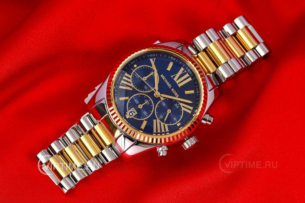  Shop Authentic Michael Kors Lexington Chronograph Blue Dial Two Tone Steel Strap Watch For Women - MK7218 - Luxxuri