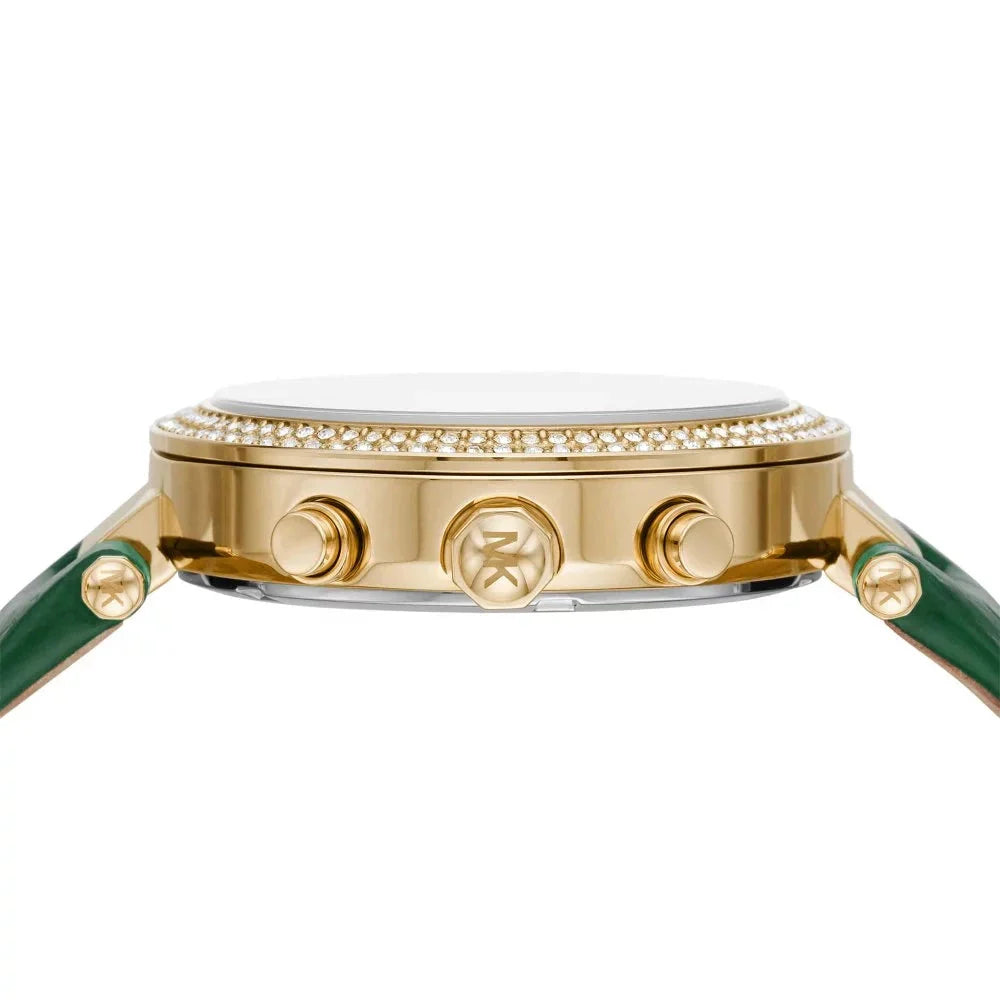  Shop Authentic Michael Kors Parker Chronograph Green Dial Green Leather Strap Watch For Women - MK6985 - Luxxuri