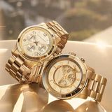  Shop Authentic Michael Kors Runway Chronograph Gold Dial Gold Steel Strap Watch For Women - MK7323 - Luxxuri