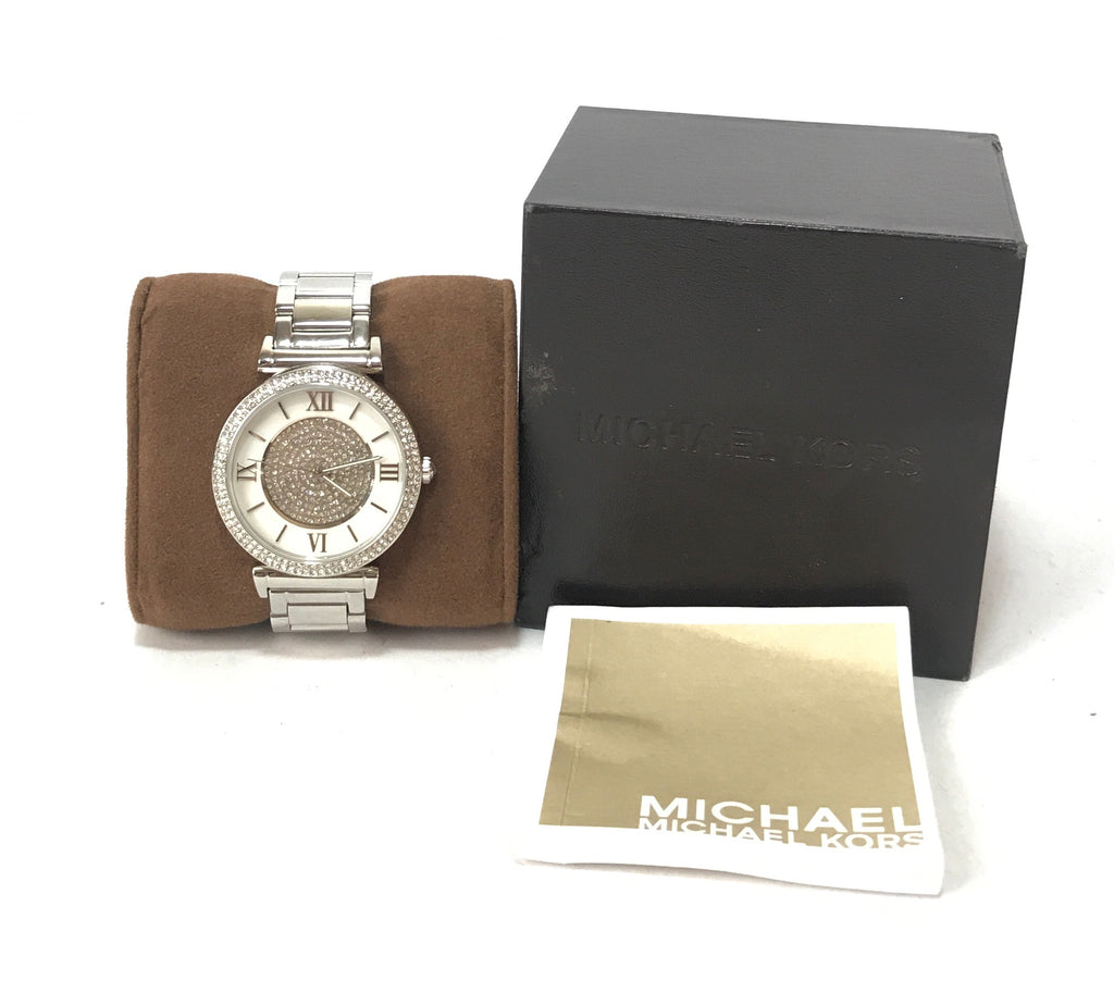  Shop Authentic Michael Kors Catlin Silver Dial Silver Steel Strap Watch for Women - MK3355 - Luxxuri