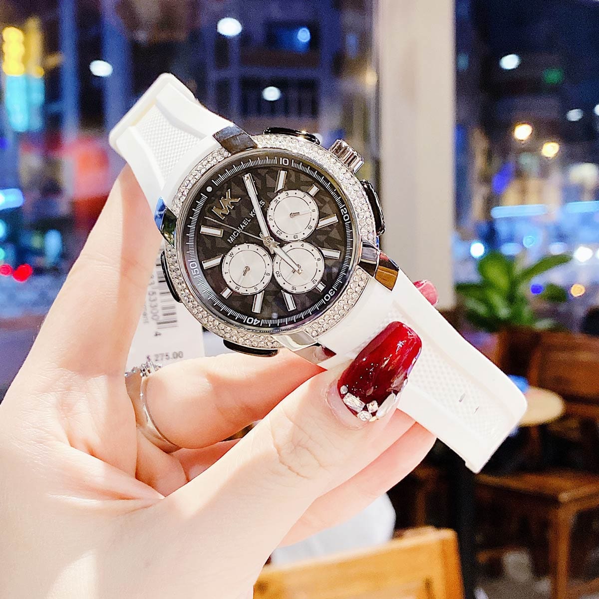  Shop Authentic Michael Kors Sidney Multifunction Black Dial White Silicone Strap Watch For Women - MK6947 - Luxxuri