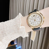  Shop Authentic Michael Kors Sidney Multifunction White Dial Brown Leather Strap Watch For Women - MK6948 - Luxxuri