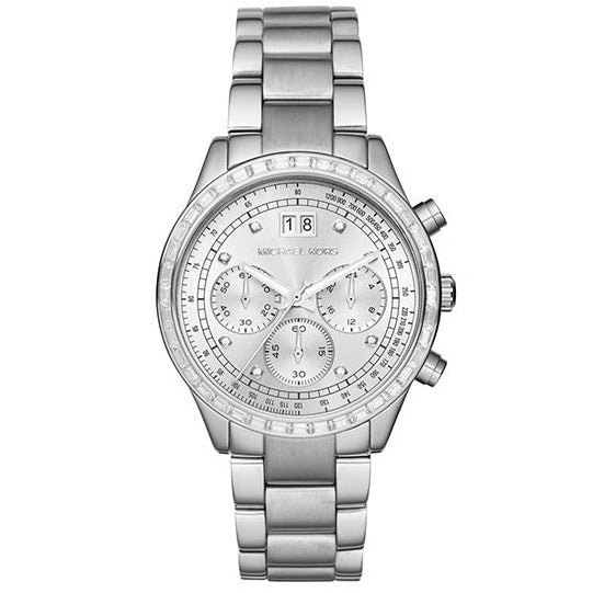 Michael Kors Brinkley Diamonds Silver Dial Silver Steel Strap Watch for Women - MK6186
