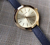  Shop Authentic Michael Kors Runway Quartz Gold Dial Blue Leather Strap Watch For Women - MK2285 - Luxxuri